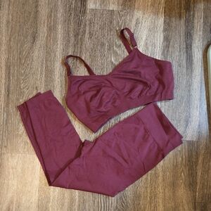 Knix Burgundy Sports Bra and Leggings Set
